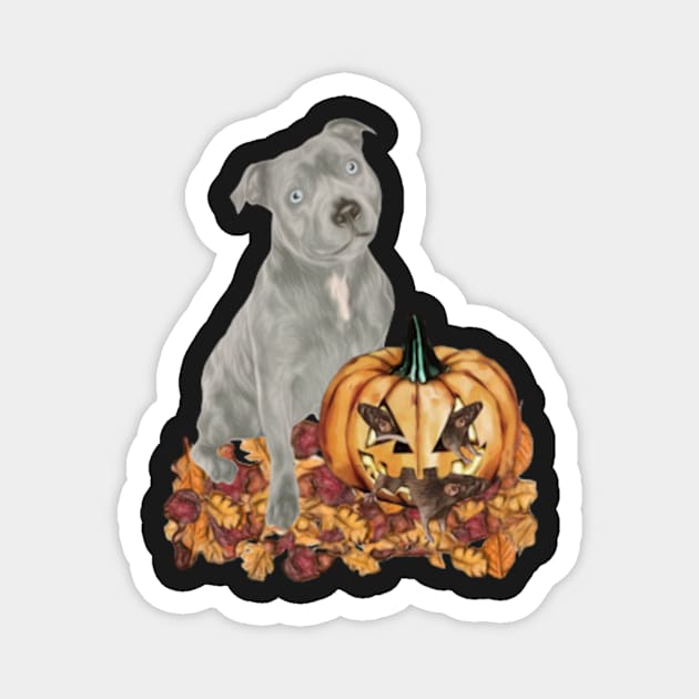 Staffordshire Bull Terrier Halloween Scene Magnet by NikkiBear67