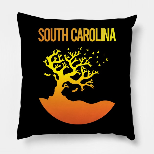 Neon Tree Art South Carolina Pillow by rosenbaumquinton52