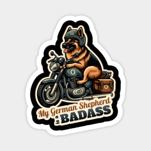 German Shepherd Biker Magnet