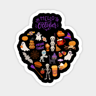 Hello October heart Autumn is my favorite season, love Fall pumpkin and halloween Magnet