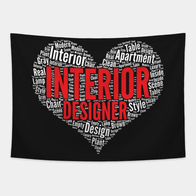 Interior Designer Heart Shape Word Cloud Design product Tapestry by theodoros20