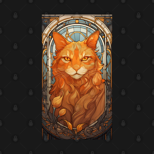 Golden Art Nouveau Cat by Suztv