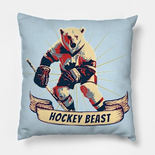 Ice Hockey Polar Bear Hockey Beast Pillow