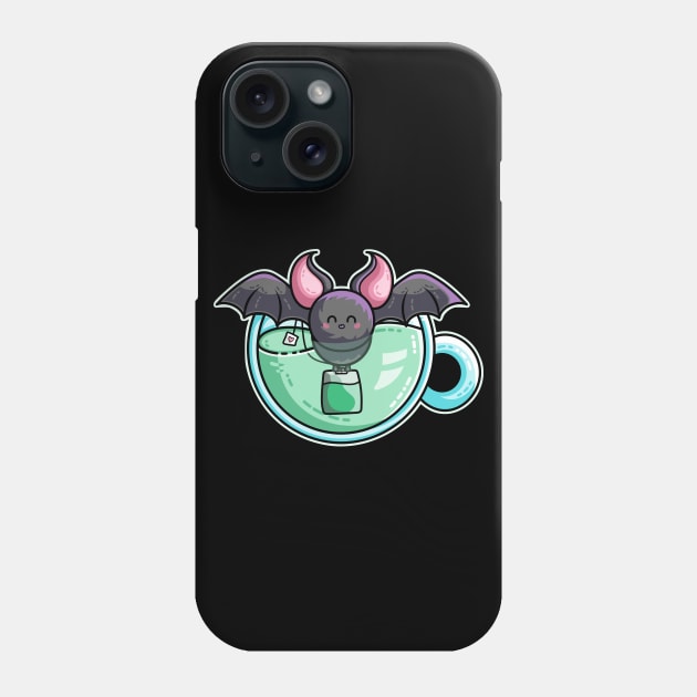 Bat-tea Pun of Kawaii Cute Bat and Green Tea Phone Case by freeves