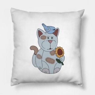 Katze mit Vogel Pillow