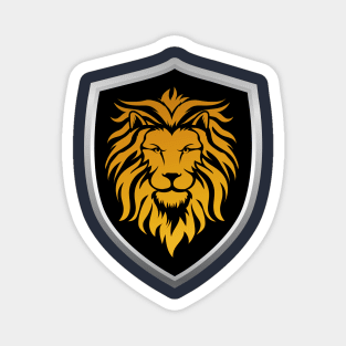 Gold Lion on Black Shield Magnet