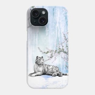 Snow tiger in a winter landscape Phone Case