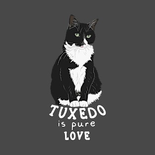 Tuxedo Cat Heart Shape T-Shirt