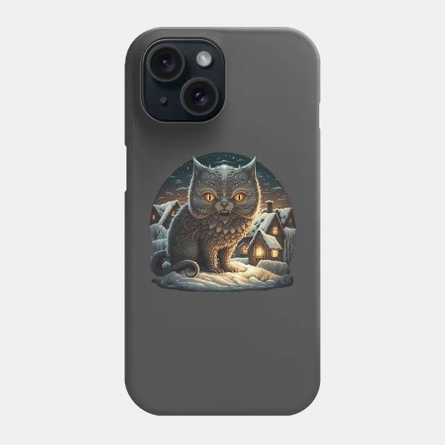 All Hail the Yule Cat Phone Case by Ampersand Studios