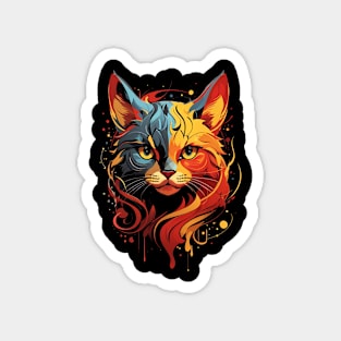 Fiery Cat Head Magnet