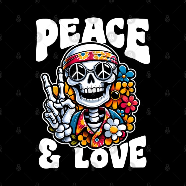 Peace & Love Skeleton by DetourShirts