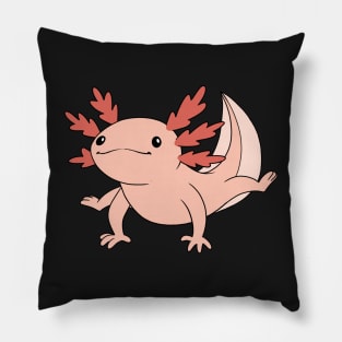 Cute Axolotl Smiling At You on Navy Blue Pillow