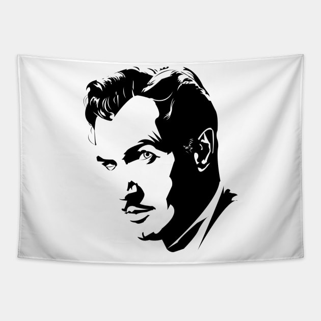 Vincent Price (Black & White) Tapestry by andrewcformosa