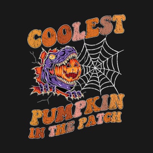 Coolest Pumpkin In The Patch Dinosaur T rex Funny Boo Halloween Boys Men Pumpkin T-Shirt T-Shirt