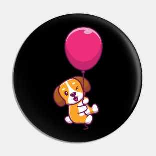 Cute dog floating with ballon Pin