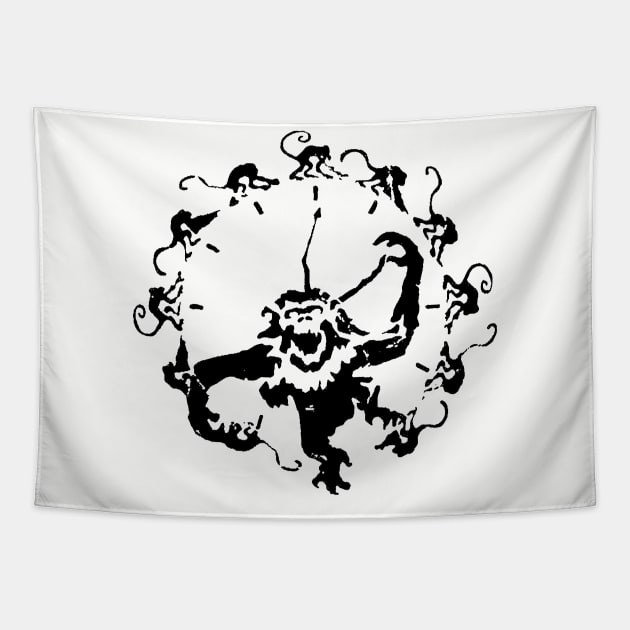 12 Monkeys Tapestry by Thinkerman