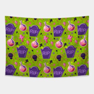 RIP Headstone Spider Cross Halloween Cute Fun Spooky Creepy Design Tapestry