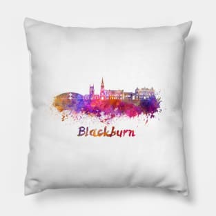 Blackburn skyline in watercolor Pillow