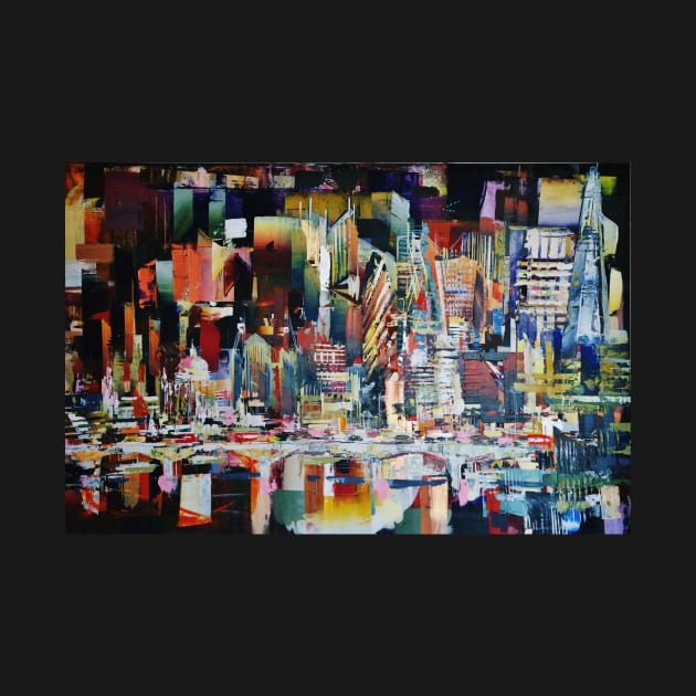 City of London from Waterloo Bridge Big Textured Skyline 6 by artsale