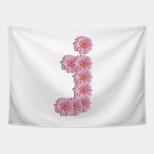 Letter j Pink Gerbera Daisy Tapestry