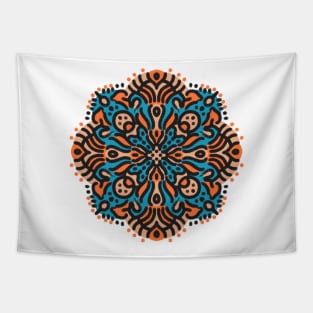 Bold Orange & Blue Mandala Tapestry