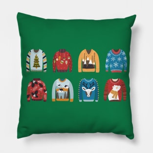 Christmas Sweater Lineup Pillow