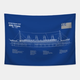 RMS Titanic ship plans. White Star Ocean Liner - ADpng Tapestry