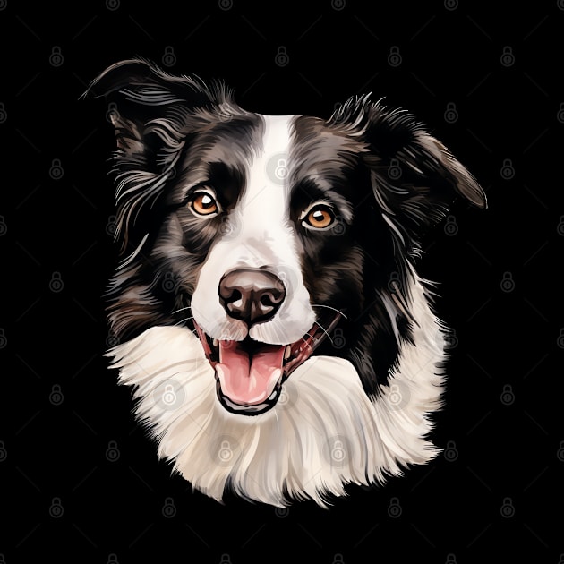 Border Collie Watercolor Portrait by AI Art Originals