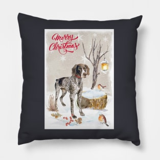 German Shorthaired Pointer Merry Christmas Santa Dog Pillow