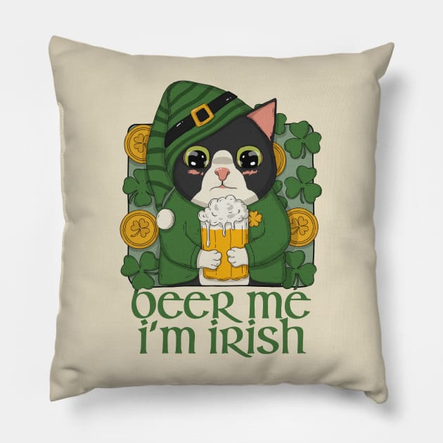 Beer Me I'm Irish Pillow by Japanese Neko