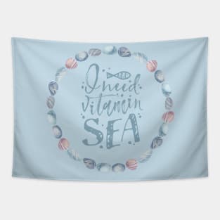 I Need Vitamin Sea: Seashells Border Tapestry