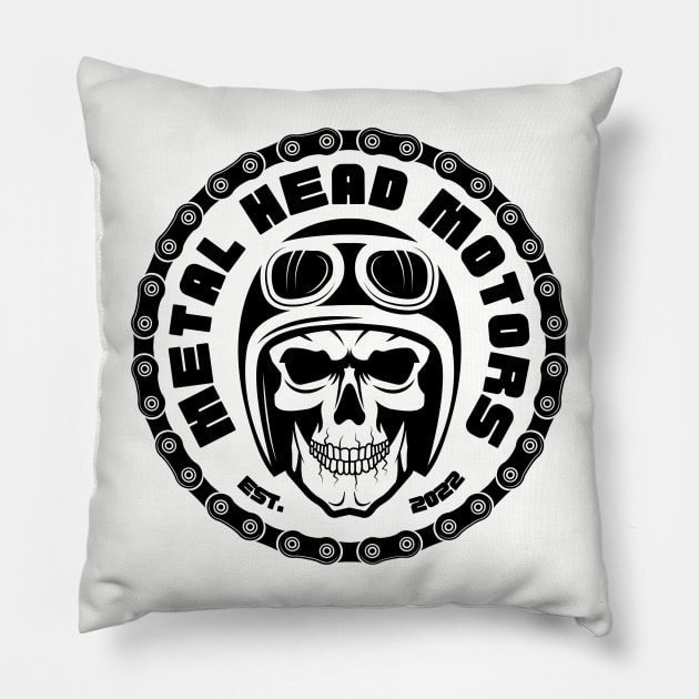 Metal Head Motors - Skull Chain Pillow by Nimrod Funk