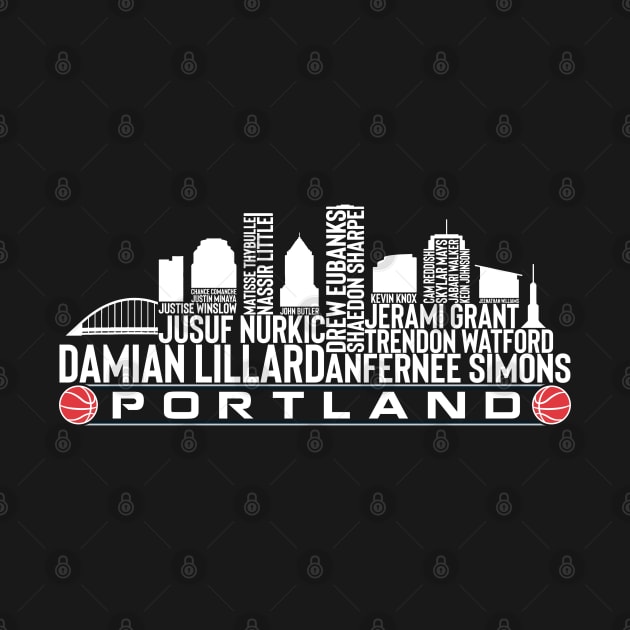Portland Basketball Team 23 Player Roster, Portland City Skyline by Legend Skyline
