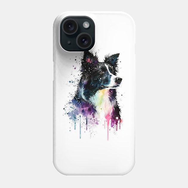 Rainbow Border Collie Watercolor Art Phone Case by doglovershirts