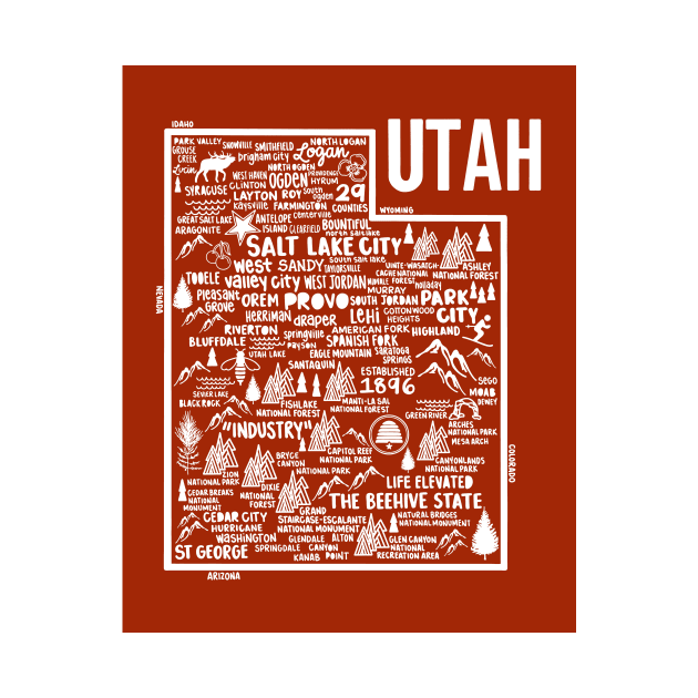 Utah Map by fiberandgloss