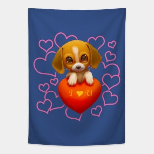 I Love You Sweetheart Cute Beagle Puppy Tapestry