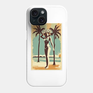 i love retro themed beach palm and girl design Phone Case