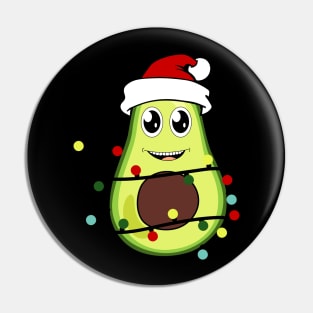 Cute Avocado Wearing Santa Hat Christmas Lights Avocado Lover Xmas Gift Pin