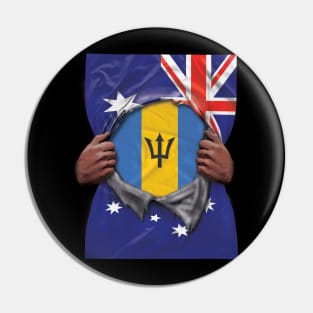 Barbados Flag Australian Flag Ripped - Gift for Barbadian From Barbados Pin