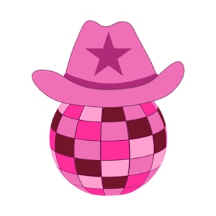 Pink Cowgirl Hat On Disco Ball T-Shirt