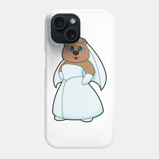 Bear as Bride with Wreath of Flowers Phone Case