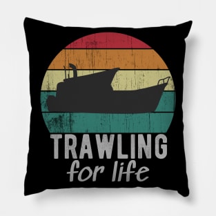 Trawling For Life Retro Trawler Fishing Boat Pillow