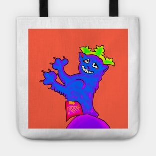 Ugly Medieval Grinning Cat in a Crown Weird 90's Retro Acid Art Tote