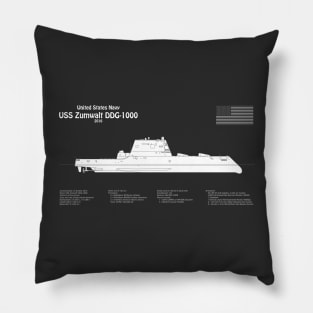 USS Zumwalt DDG-1000 Destroyer ship plans - PBDpng Pillow