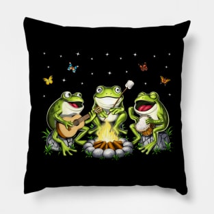 Cottagecore Frogs Camping Pillow