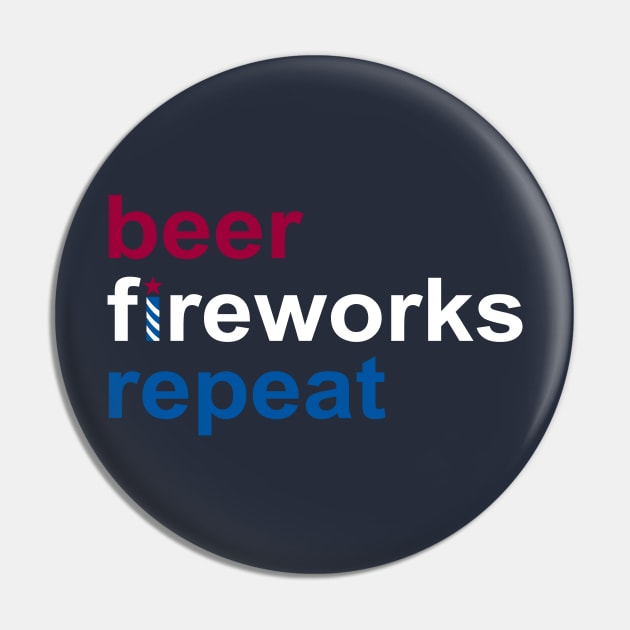 BEER FIREWORKS REPEAT - funny 4th of July BEER LOVERS Patriotic USA – MERICA Pin by originalsusie