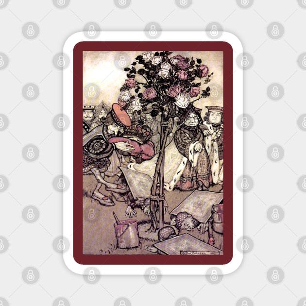 Painting the Roses Red - Alice in Wonderland - Arthur Rackham Magnet by forgottenbeauty