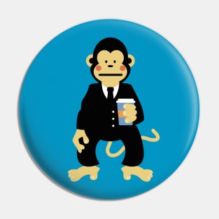 Monkey with Coffee to go Pin