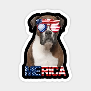 Merica Boxer Dog American Flag 4Th Of July Magnet