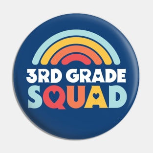 Cute School Teacher 3rd Grade Squad with Retro Rainbow and Hearts Pin